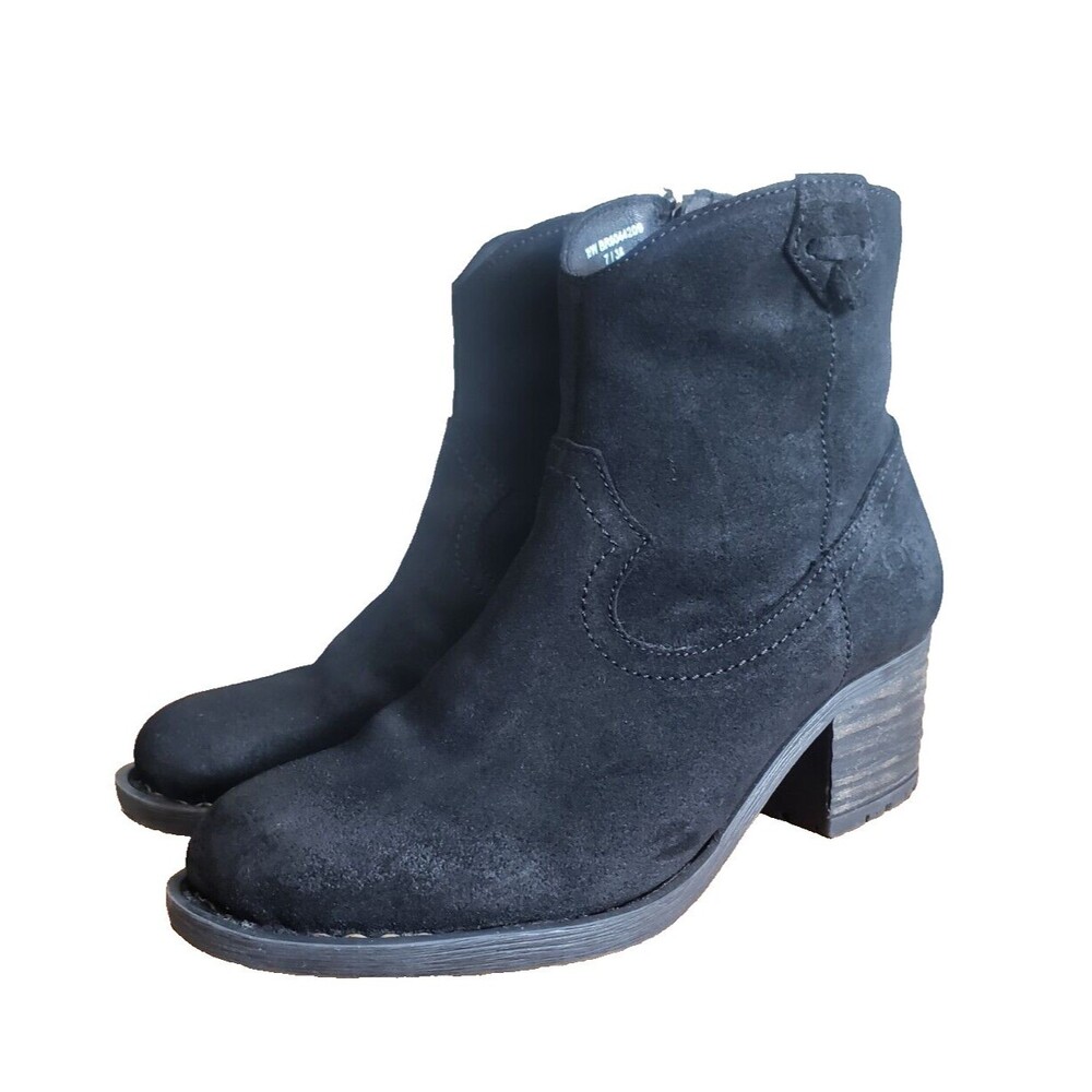 Born Alondra Black Tassle‎ Fringe Distressed Bootie Zip up Women's Size 7 EU 38